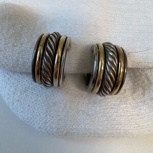 David Yurman 14K and Sterling Silver Huggies Earrings. Excellent Condition.